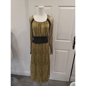 Vintage Pokwai long Sleeve Maxi Dress Black Corset Belt-L